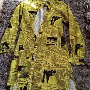 Yellow Collard Two sided Slit Dress